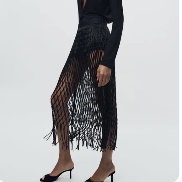 Zara beaded black skirt Limited Edition/ ZW Collection - Picture 4 of 12